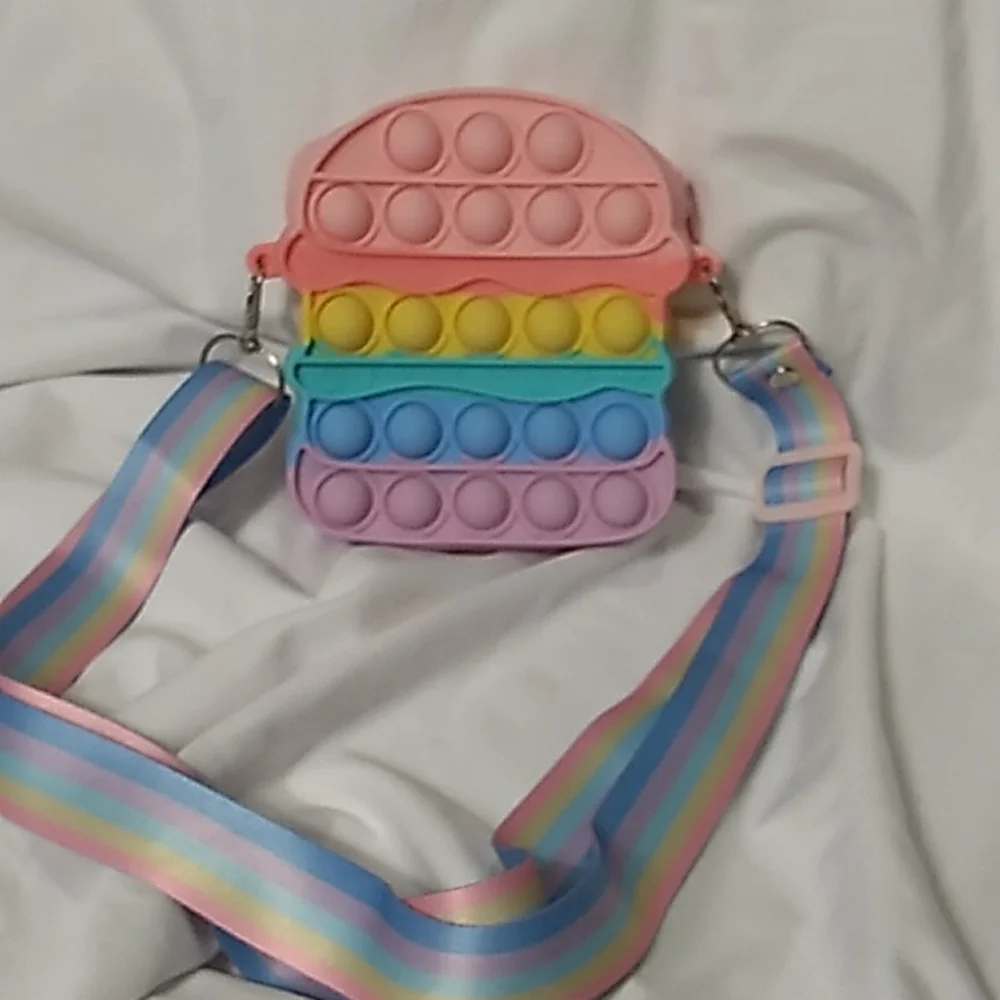 Pop It Rainbow Hamburger Bag 4.5 x 5 x 1.5 inches
